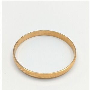 Monet Vintage Gold Tone Bangle‎ Bracelet Etched Chevron Textured Slip On Jewelry